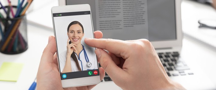 Video conferencing with a doctor through a mobile phone