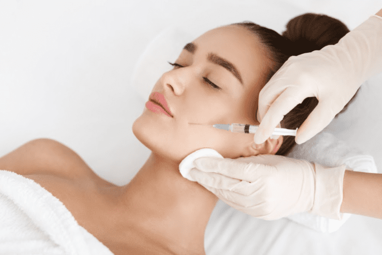 A woman receiving Botox injection