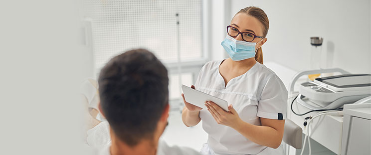 An esthetician answering questions about Ultherapy