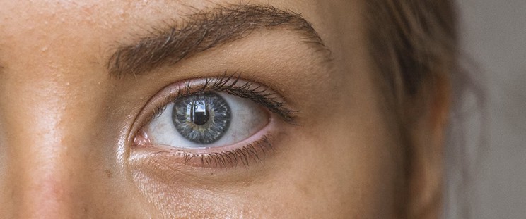 A close-up shot of a woman’s facial skin