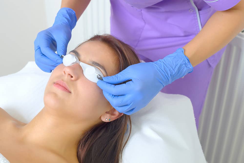 a client being prepped for laser skin resurfacing treatment