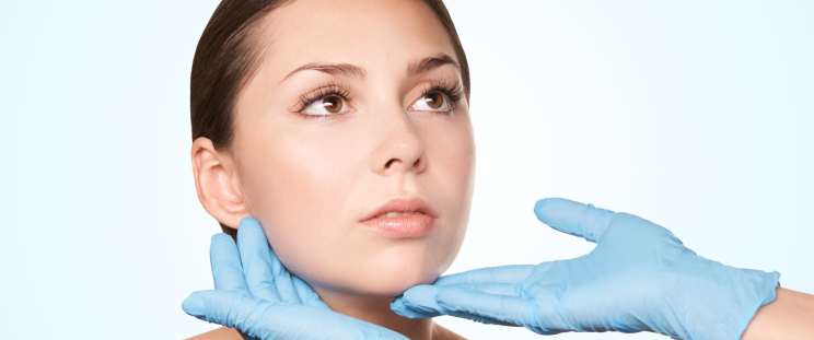 A patient getting a skin analysis for an aesthetic treatment plan
