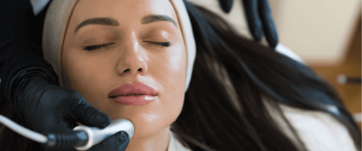A woman getting a HydraFacial treatment.