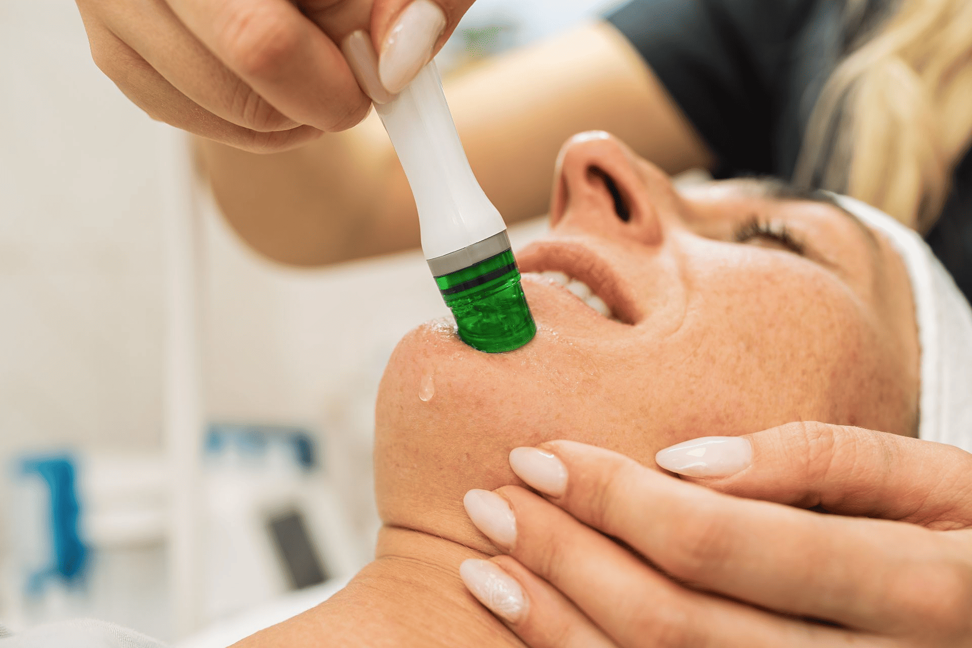  A patient undergoing HydraFacial treatment.
