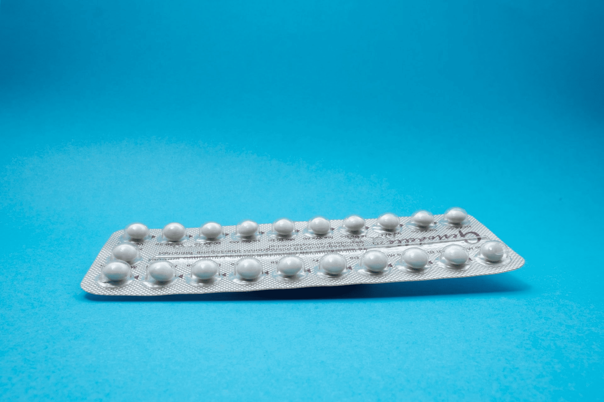 A blister pack of progesterone tablets
