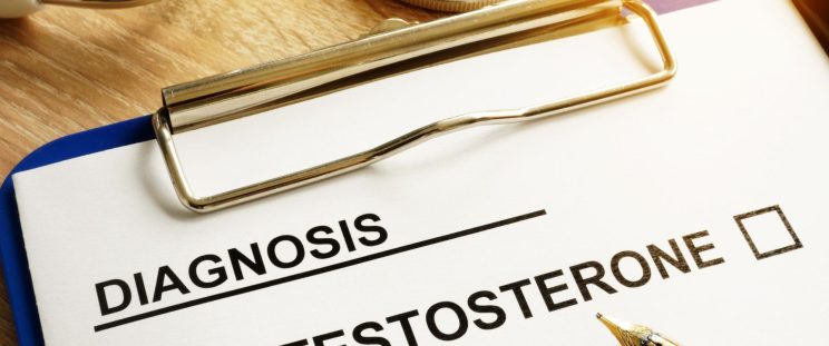The words “diagnosis: low testosterone” printed on a paper